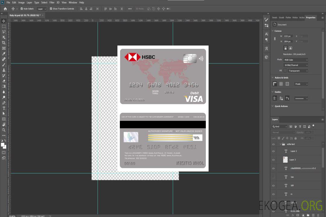 Carte visa bancaire HSBC Australie template Carte visa bancaire HSBC Australie template
